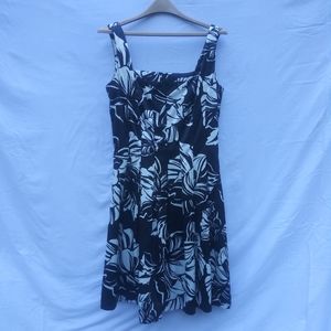 Black and white floral cocktail dress